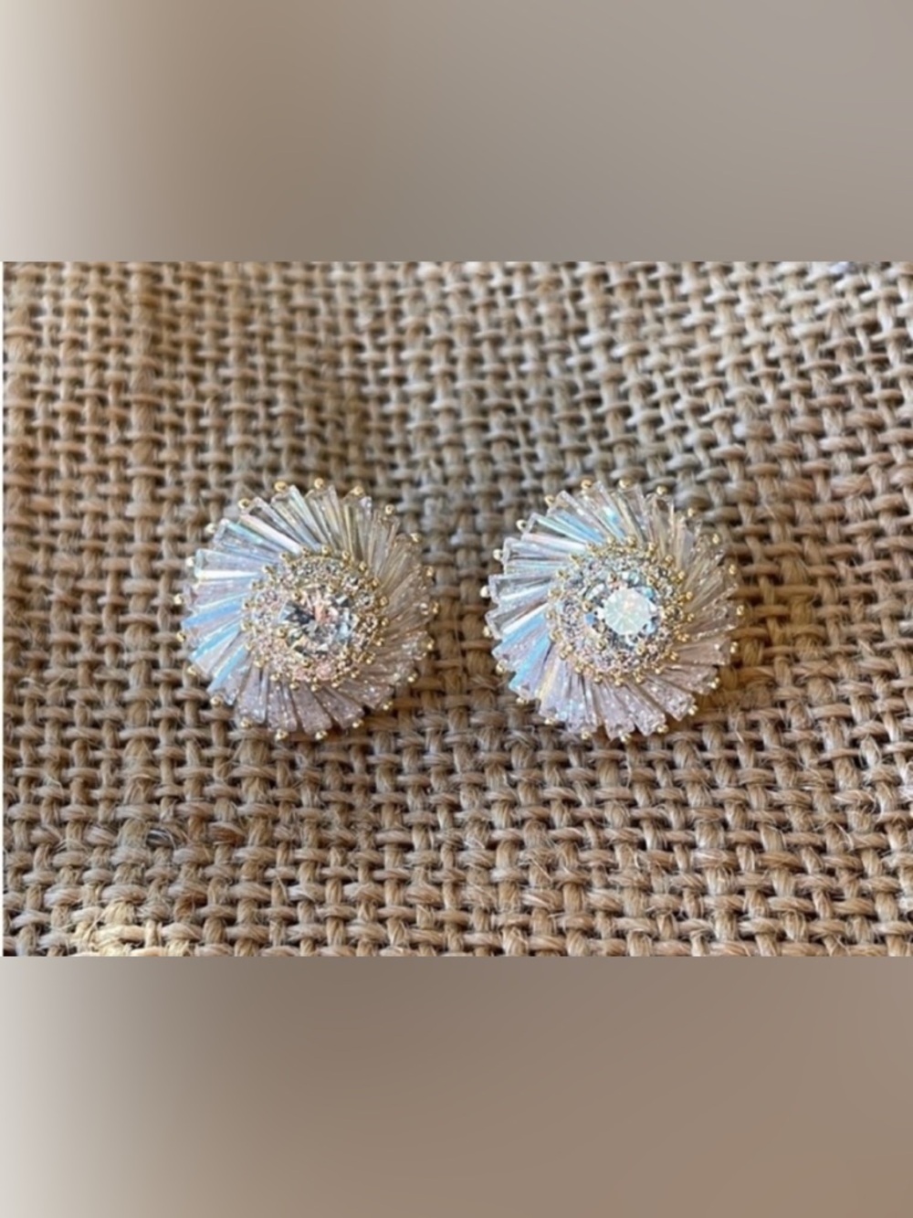 Gold Plated CZ Baguette Pave Round Cubic Zirconia sparkly Bling New Earrings